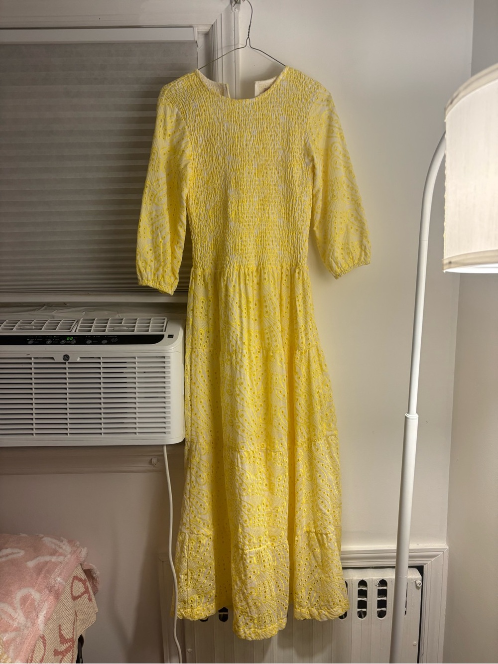 Smocked Yellow Eyelet Maxi Dress - Women's Summer Maxi